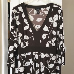 Rafaella Brown and White Floral Midi Dress